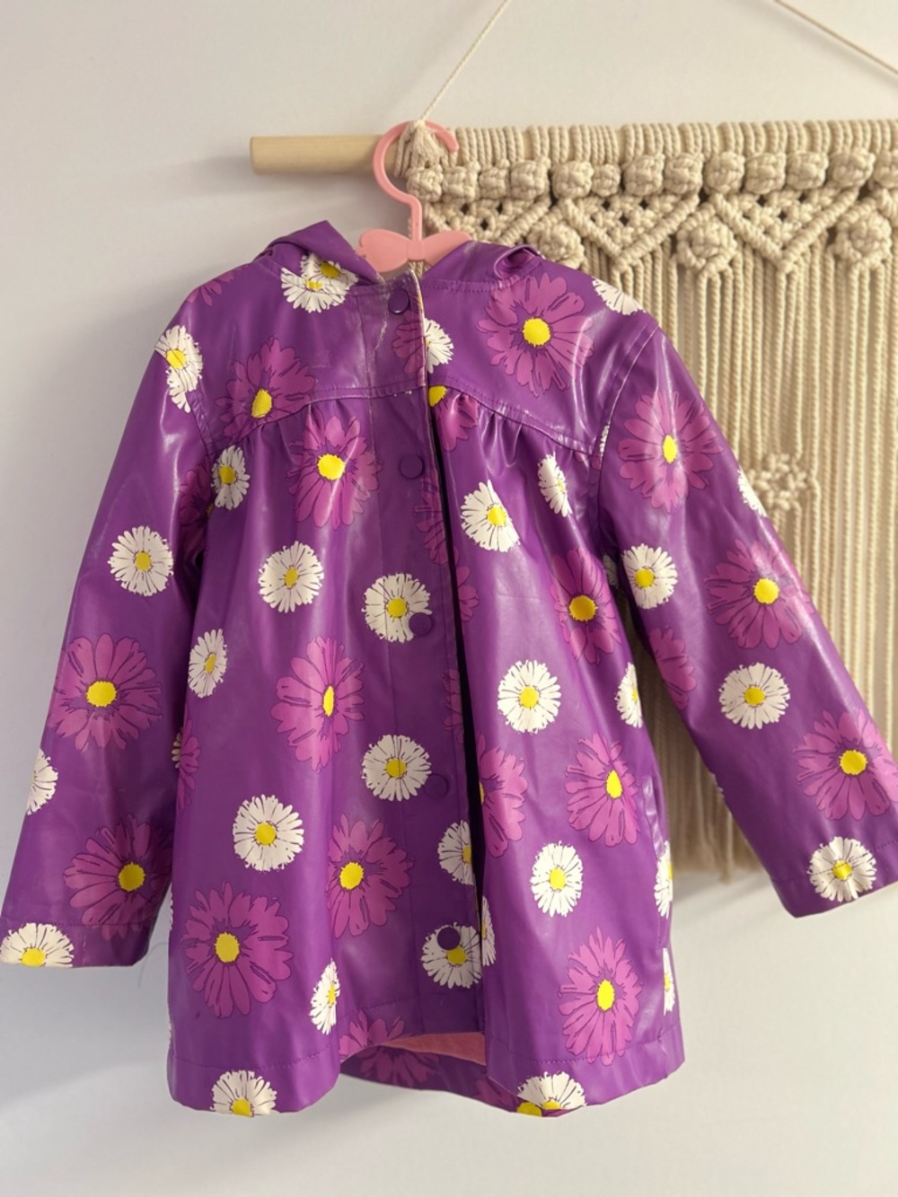 George Purple Floral Hooded Raincoat with Yellow Centers